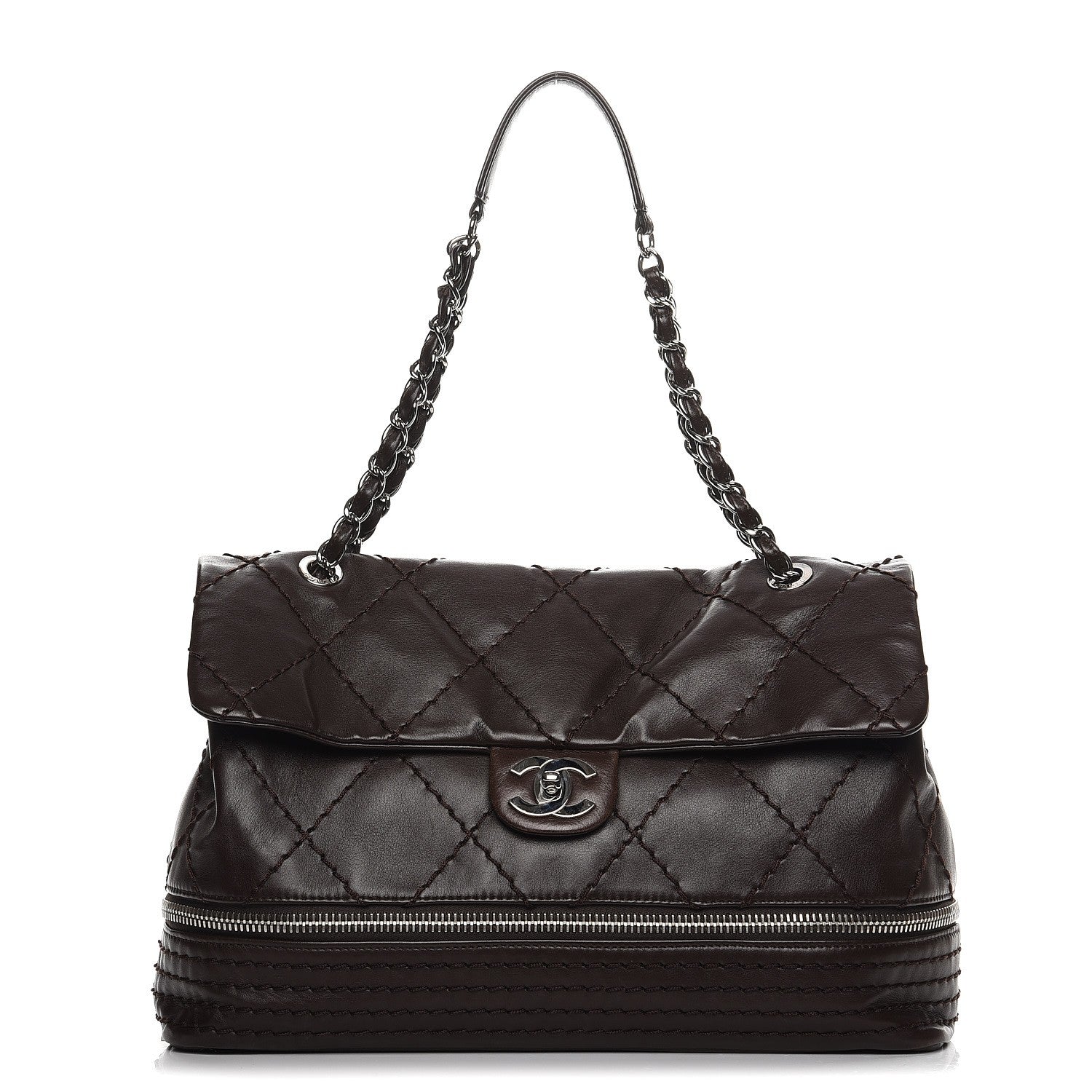 Chanel Calfskin Large Expandable Flap Bag Brown 1 of 10