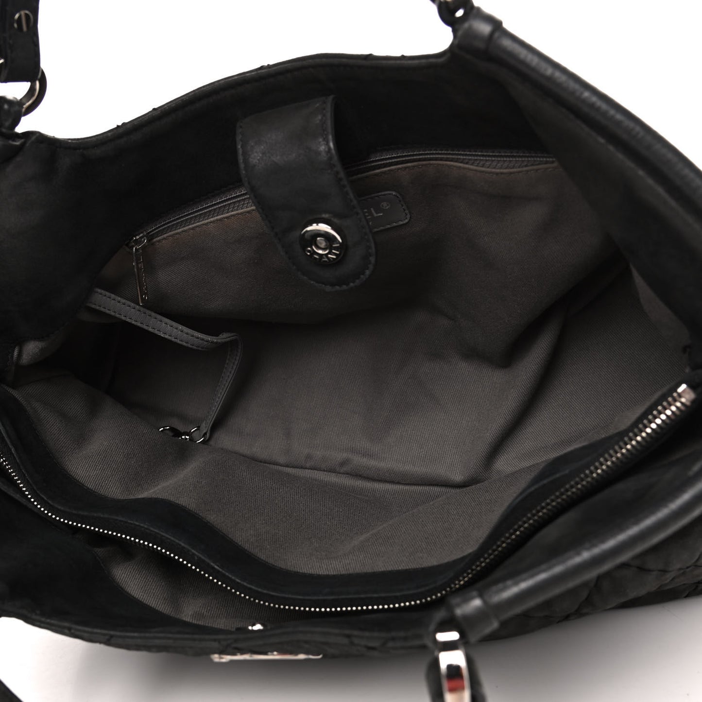 Iridescent Calfskin Quilted Small Sea Hit Tote Black