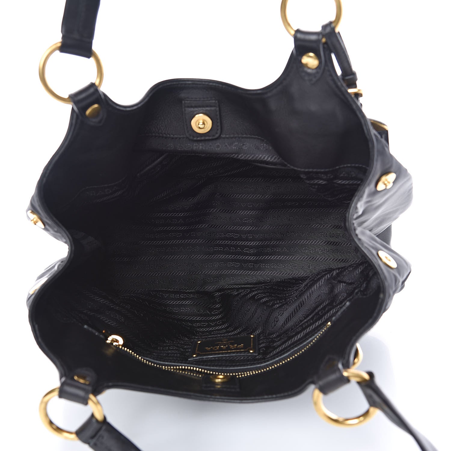 Prada Tessuto Nylon Soft Calfskin Tote Black 5 of 10
