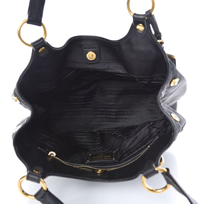 Prada Tessuto Nylon Soft Calfskin Tote Black 5 of 10