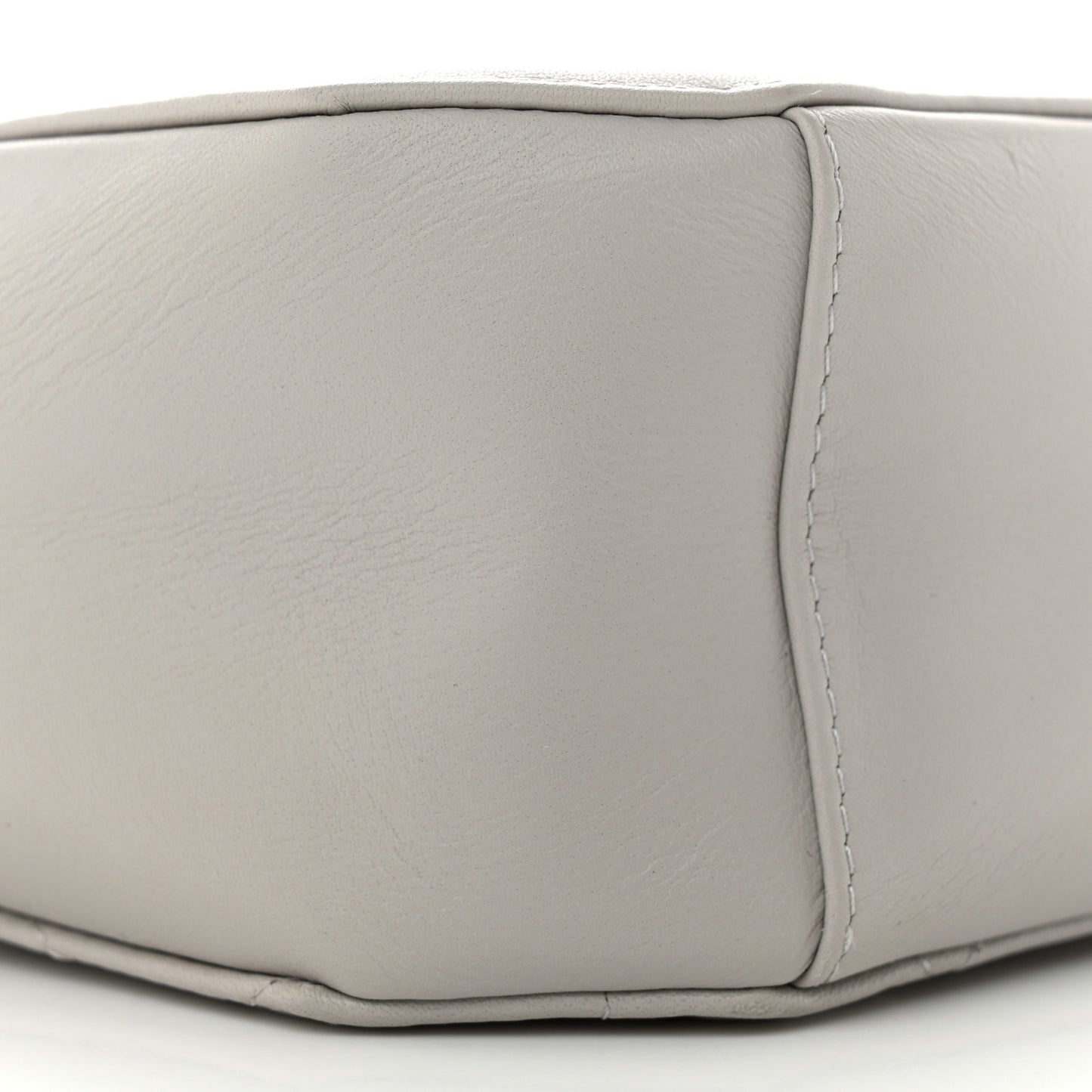 Calfskin Quilted CC Stitched Crossbody Camera Case Light Grey