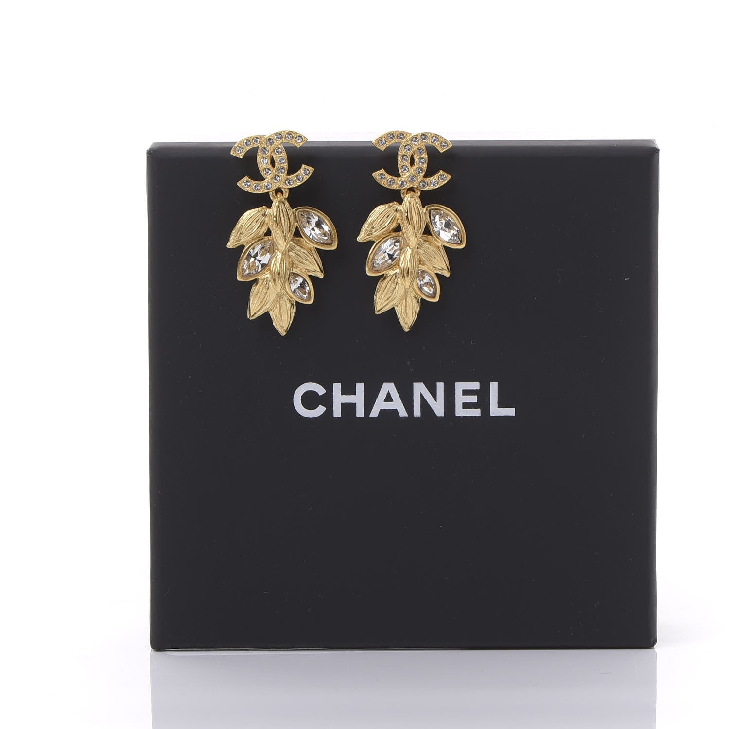 Chanel Crystal Sparkling Wheat CC Earrings Gold 5 of 5