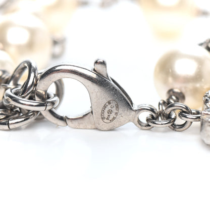 Chanel Baguette Crystal Pearl CC Bracelet Silver 3 of 4