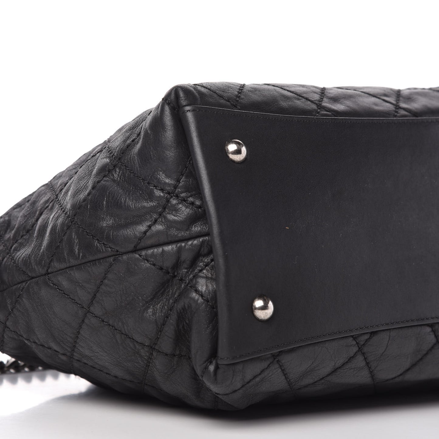 Iridescent Calfskin Quilted Coco Daily Shoulder Bag Black