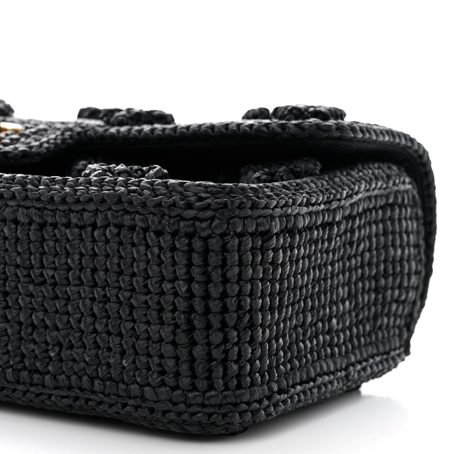 Raffia Dolce Raffia Flap Bag Black