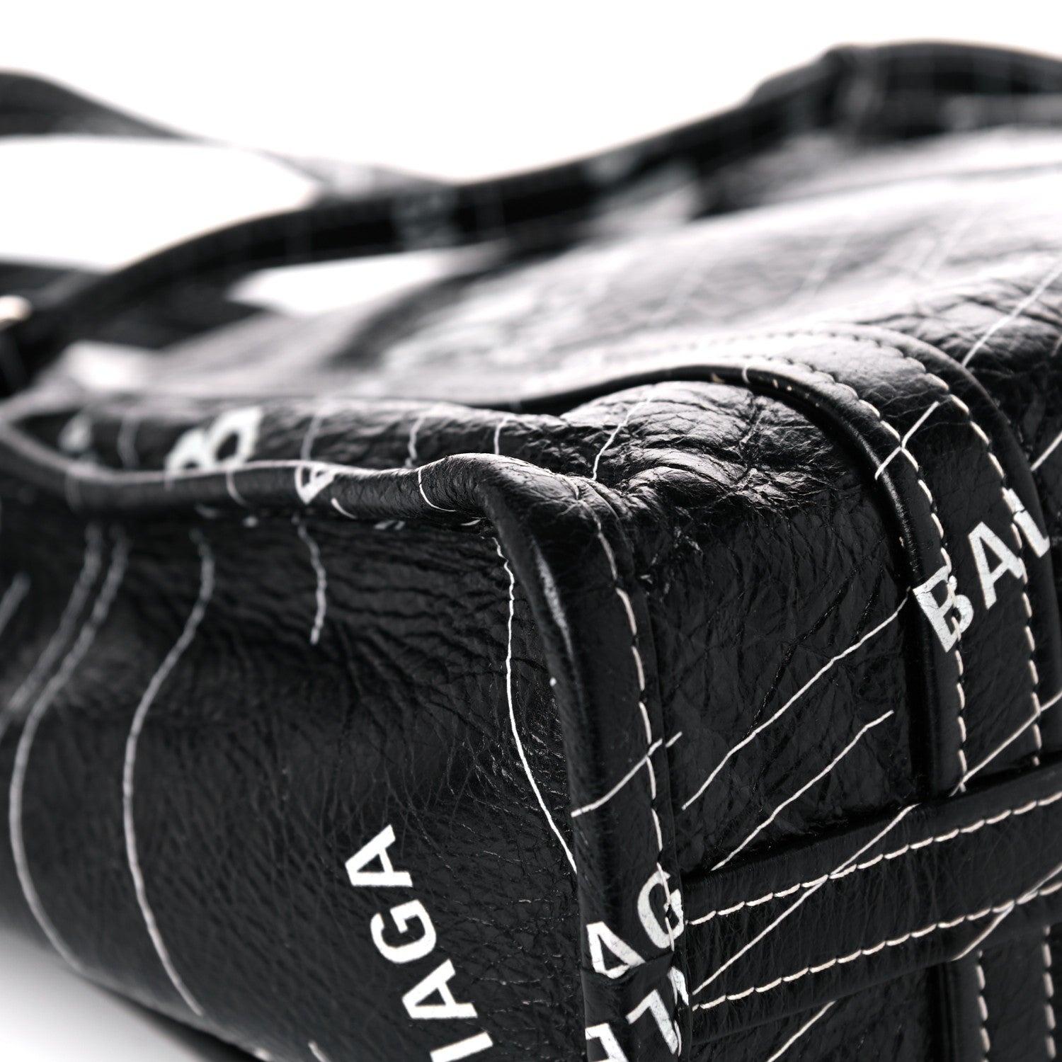Balenciaga Agneau Arena Logo Multicolor Print XS Bazar Shopper Tote Black White 9 of 11