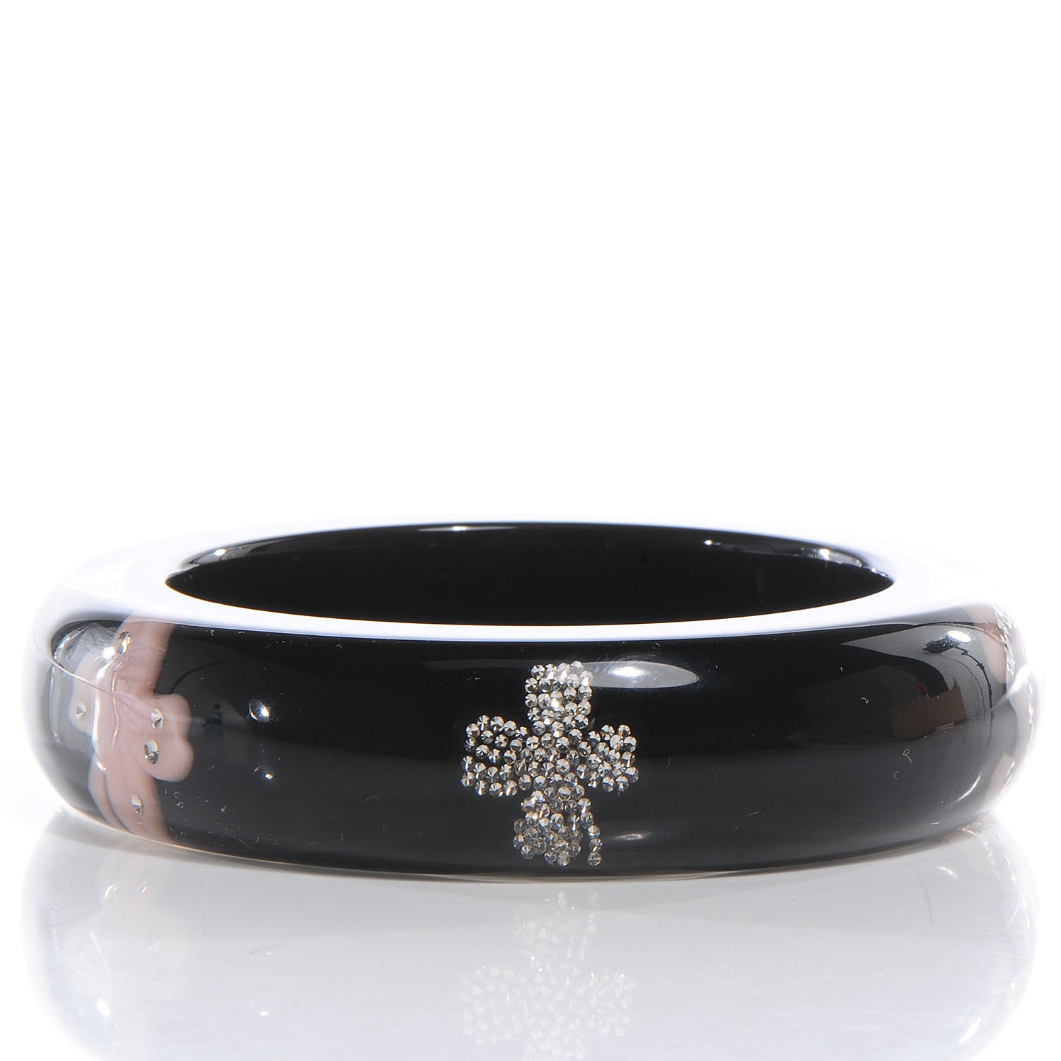 Chanel Resin Crystal CC Bangle Black 5 of 7