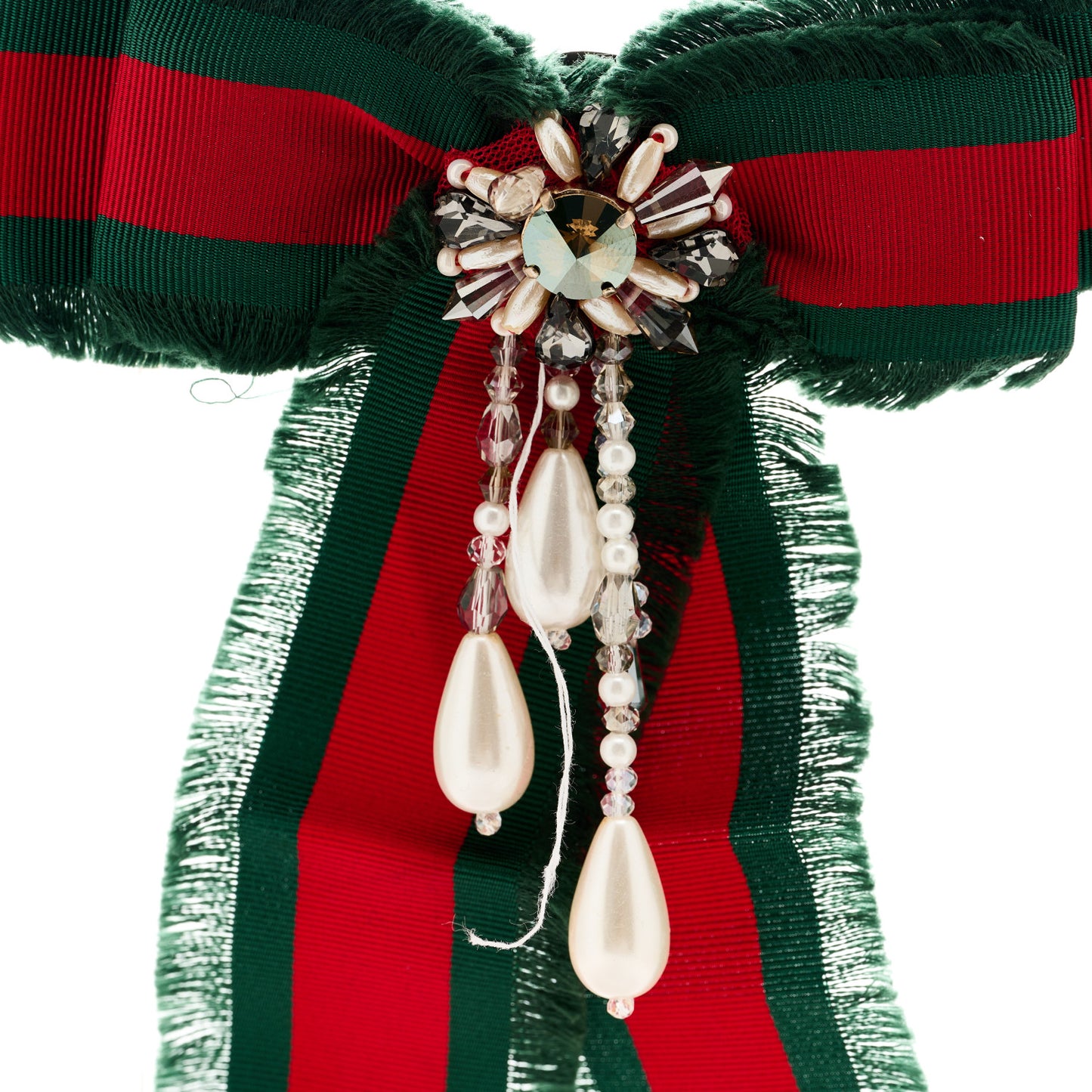 Grosgrain Web Pearl Crystal Bow Brooch