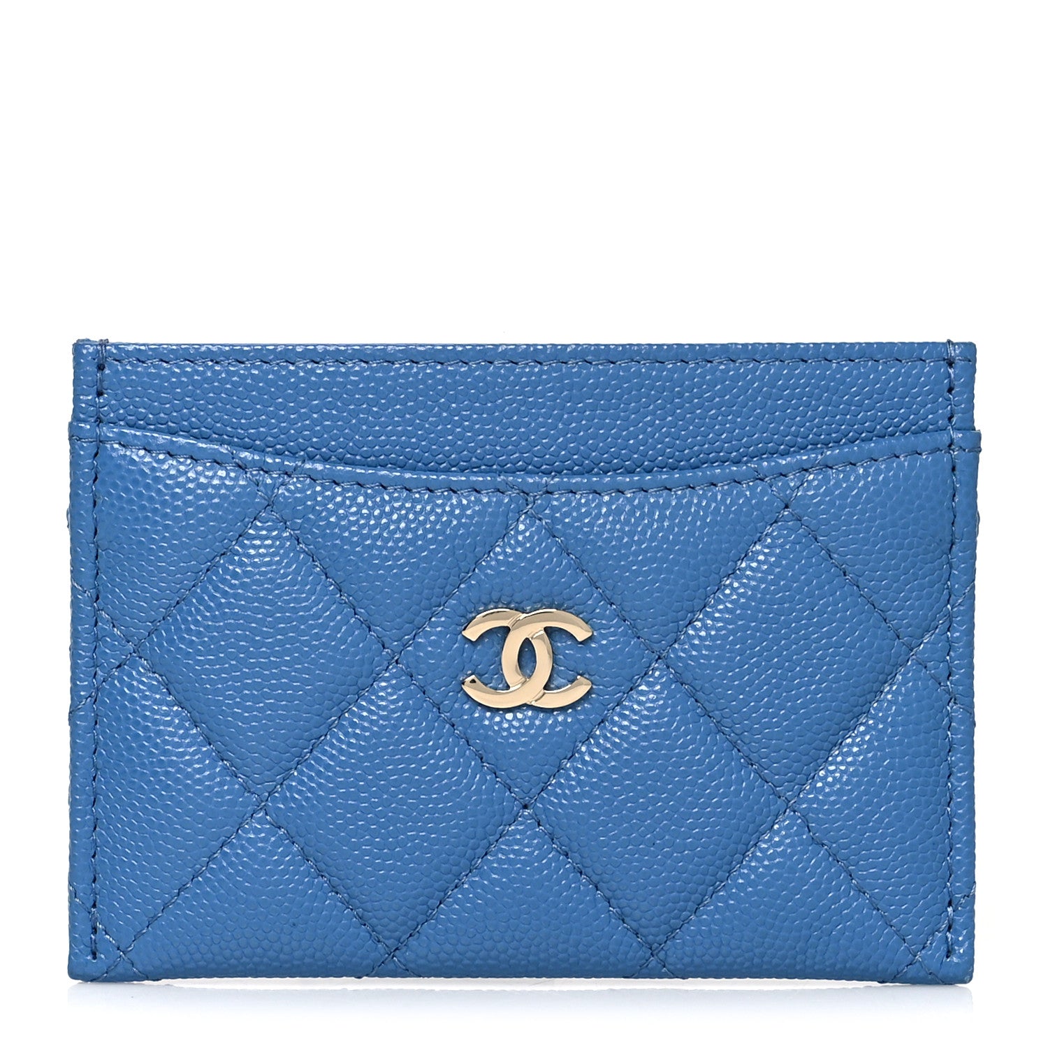 Chanel Caviar Quilted Card Holder Blue 1 of 8