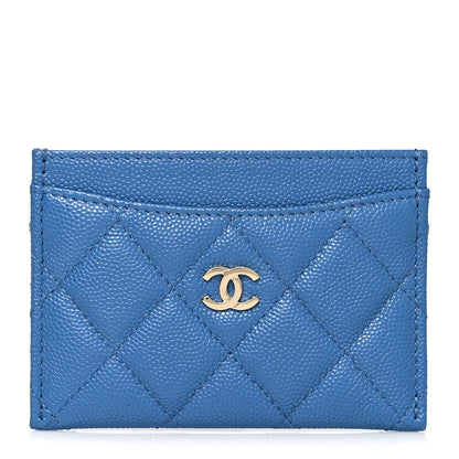 Chanel Caviar Quilted Card Holder Blue 1 of 8