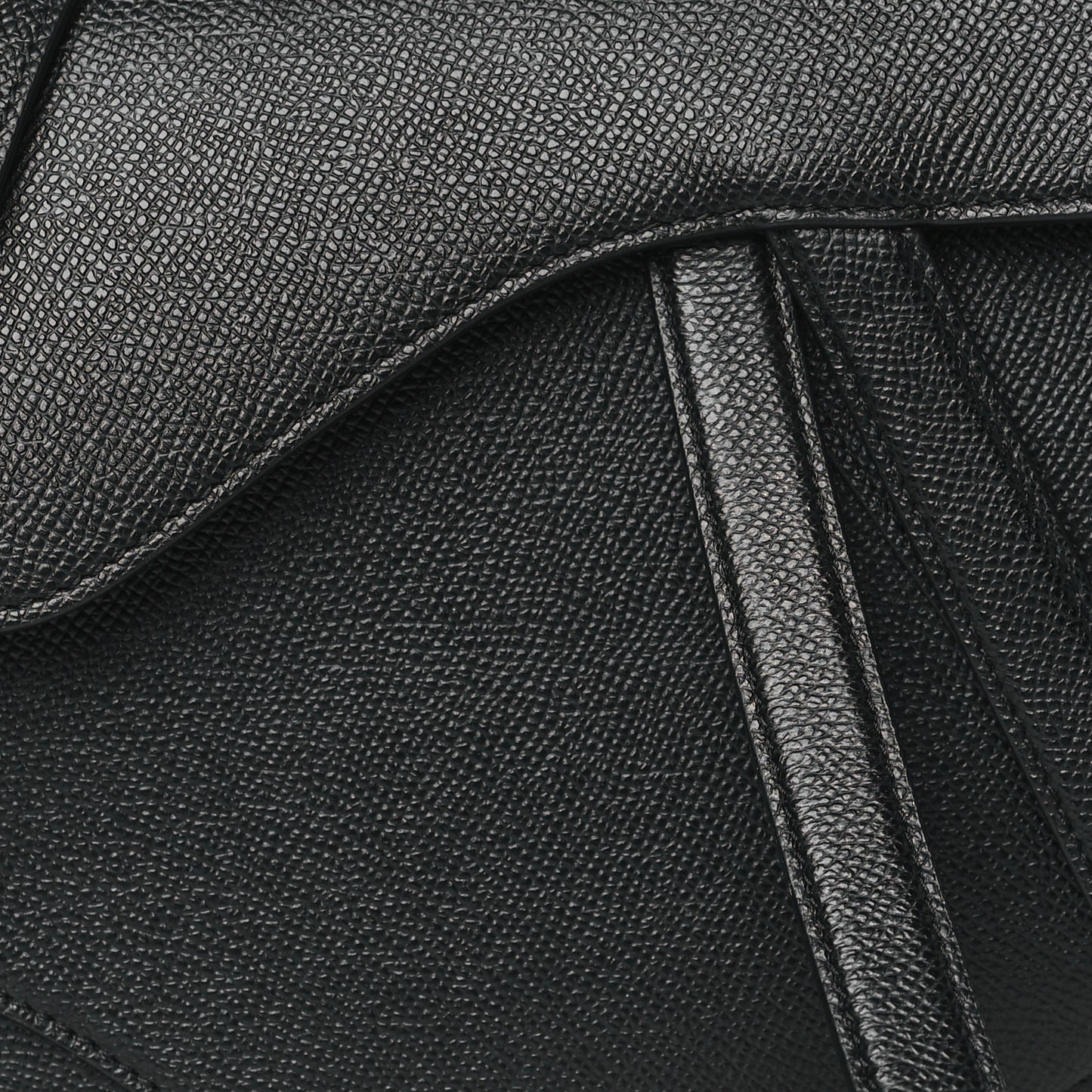 Grained Calfskin Saddle Bag With Strap Black
