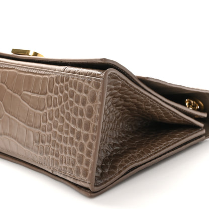 Balenciaga Extra Supple Calfskin Crocodile Embossed Medium Crush Chain Bag Mink Grey 9 of 10
