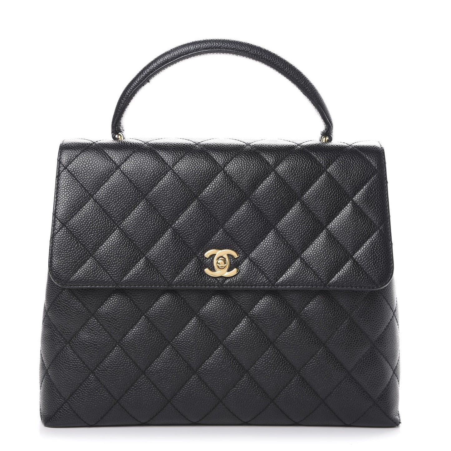 Caviar Quilted Jumbo Kelly Flap Black