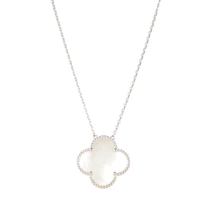 Van Cleef & Arpels 18K White Gold Mother of Pearl Magic Alhambra Pendant Necklace 1 of 6