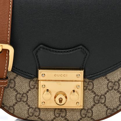 Gucci GG Supreme Monogram Calfskin Small Padlock Messenger Shoulder Bag Beige Black Cuir 8 of 11