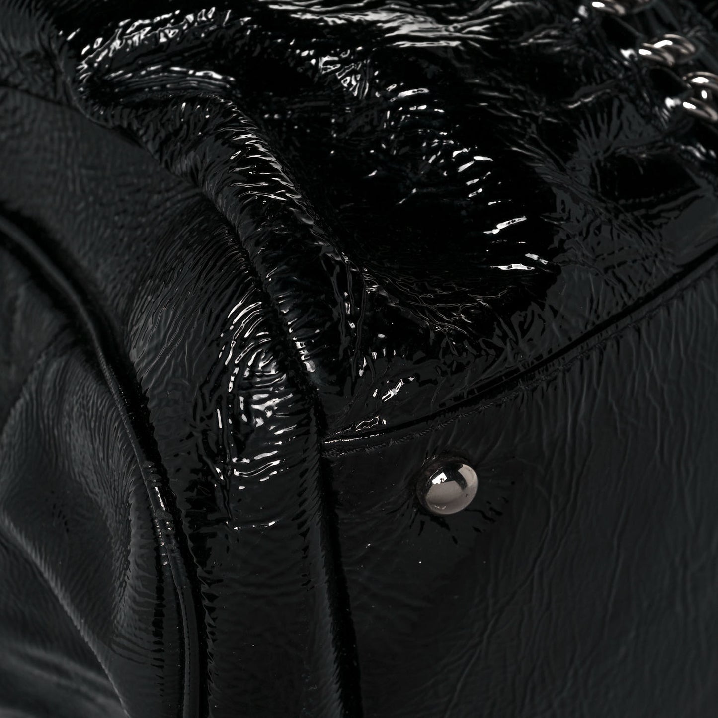 Patent Calfskin Large Luxe Ligne Tote Black