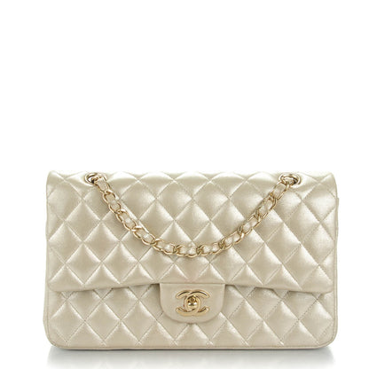 Chanel Iridescent Calfskin Quilted Medium Double Flap Light Gold 1 of 10