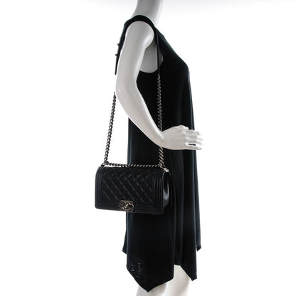 Chanel Iridescent Calfskin Quilted Medium Boy Flap Black 2 of 8
