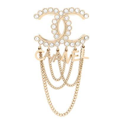 Chanel Metal Crystal Bow-tiful CC Chain Brooch Gold 1 of 5