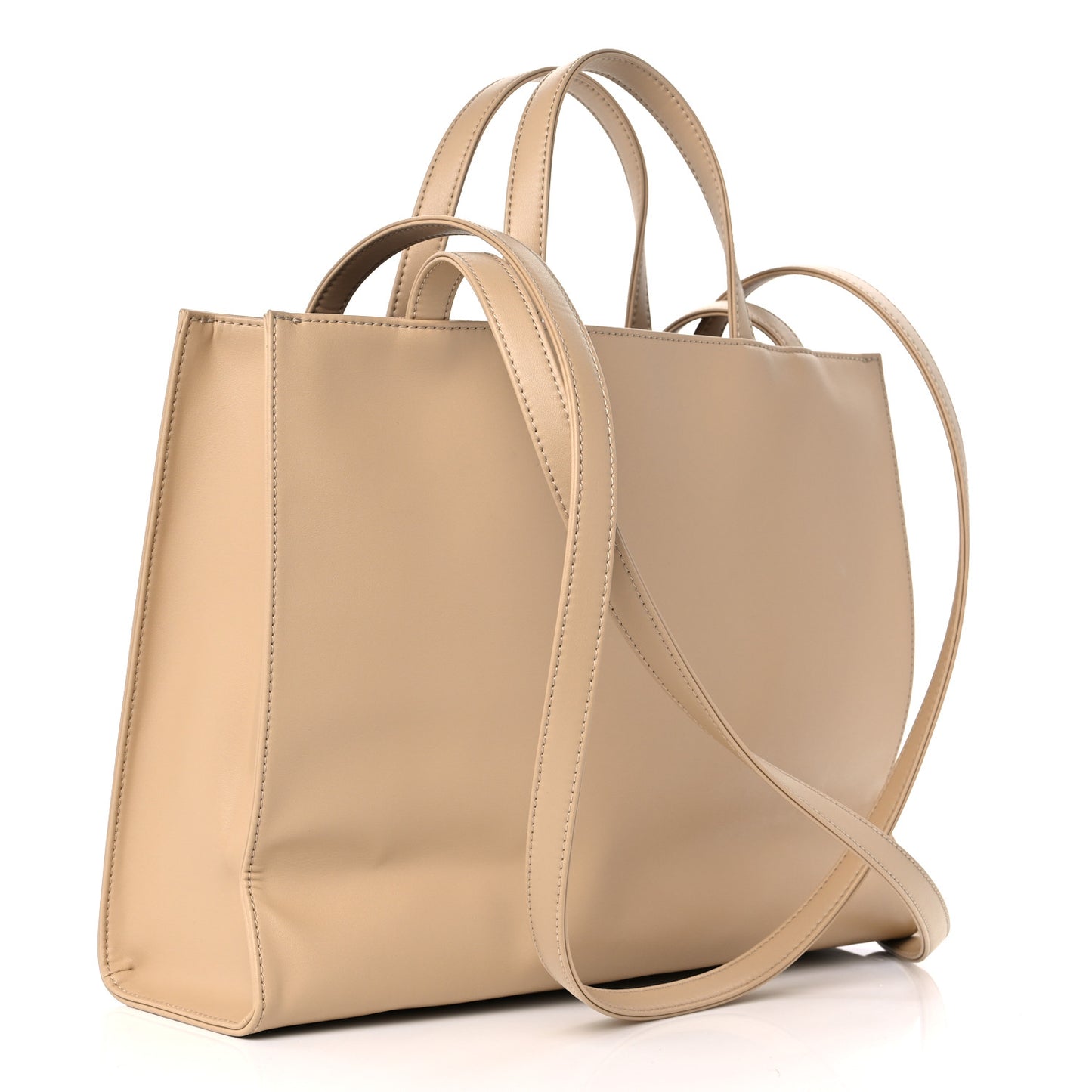 Vegan Leather Medium Shopping Bag Cream