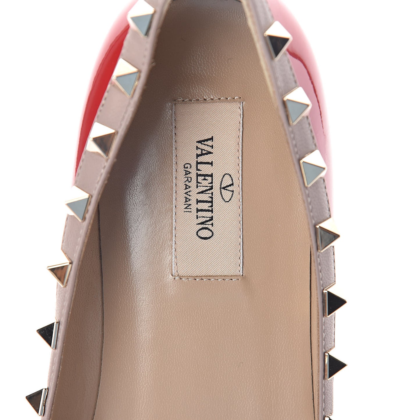 Patent Nappa Rockstud Ballerina Flats 38 Rosso Valentino Poudre