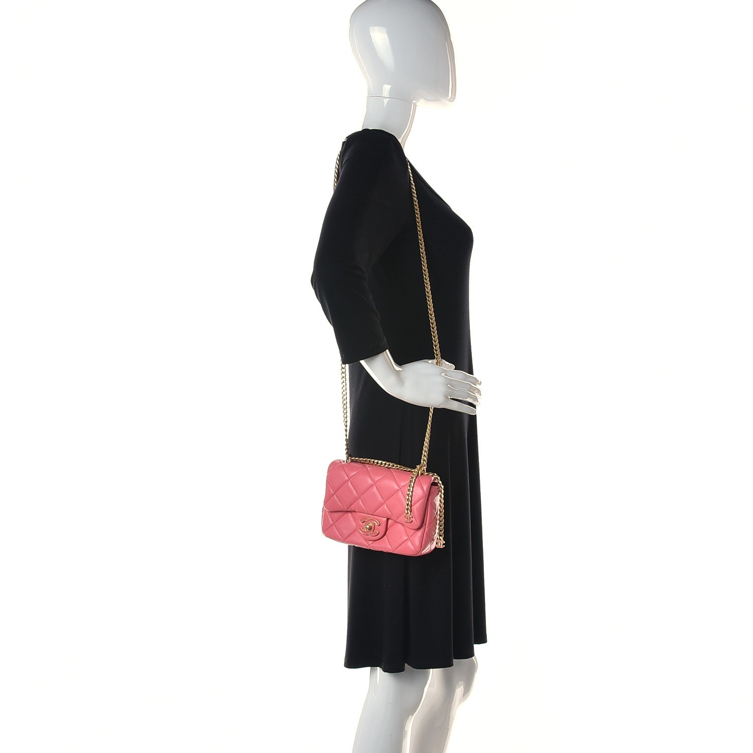 Chanel Lambskin Enamel Quilted Pending CC Mini Square Flap Pink 2 of 10