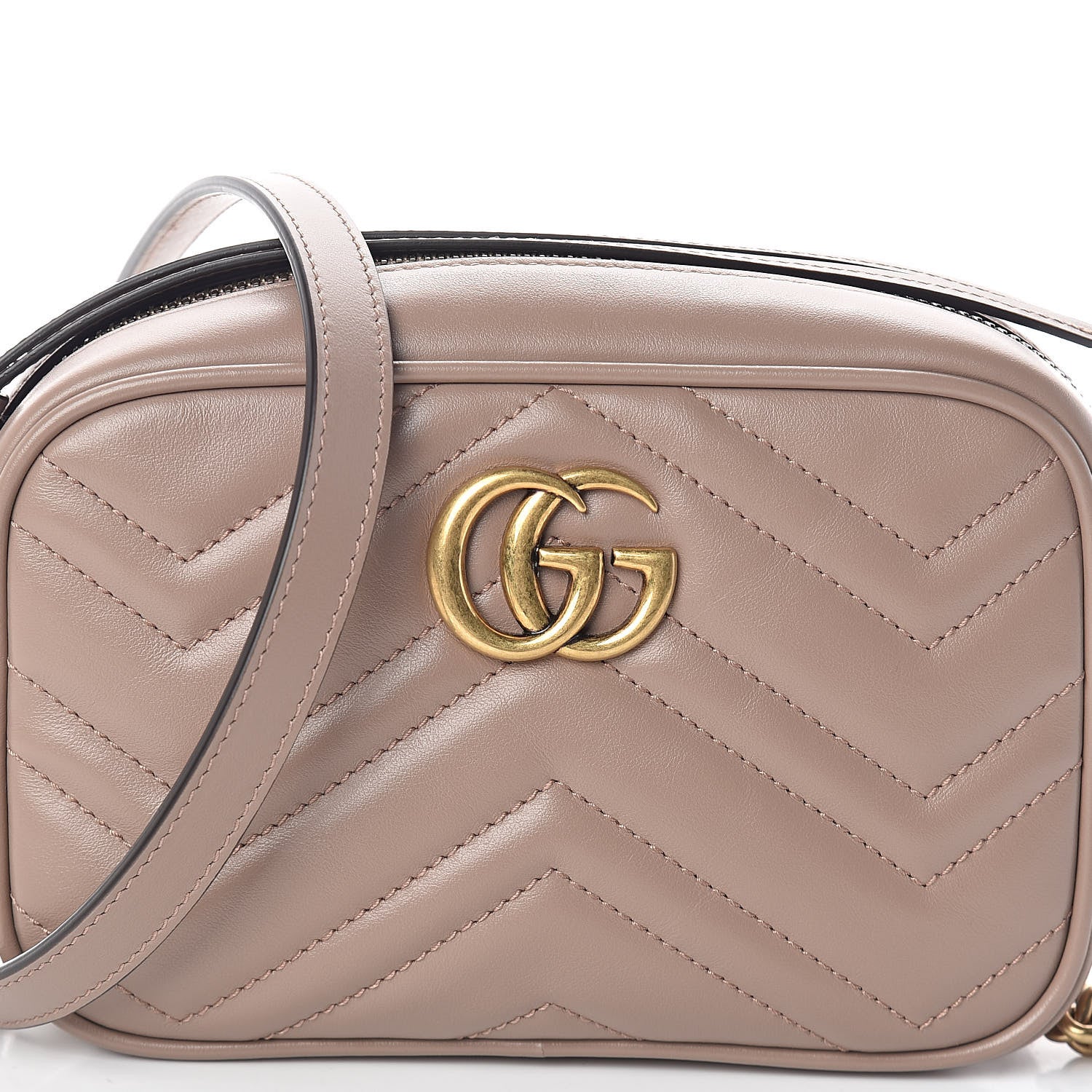 Gucci Calfskin Matelasse Mini GG Marmont Chain Shoulder Bag Porcelain Rose 7 of 10