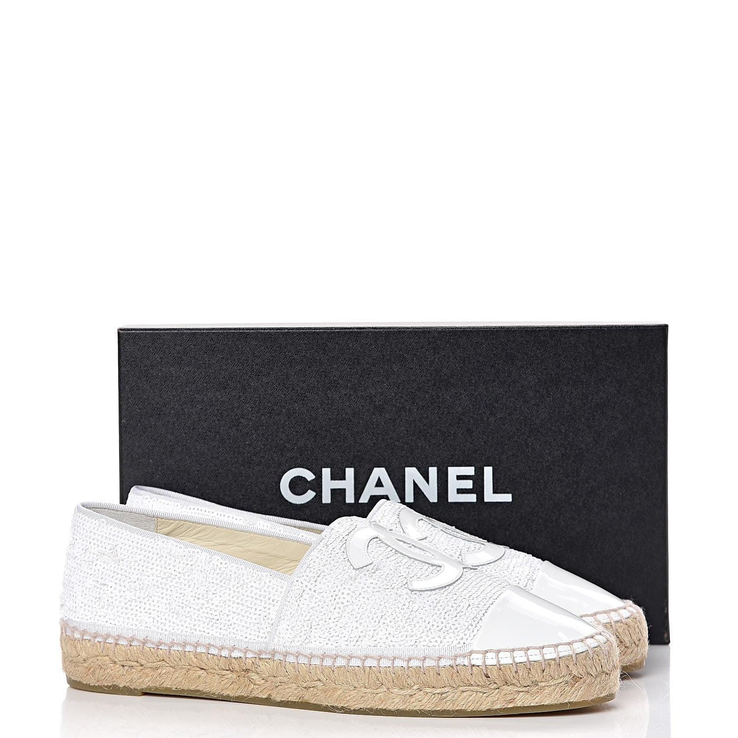 Chanel Patent Sequin CC Espadrilles 40 White 11 of 11