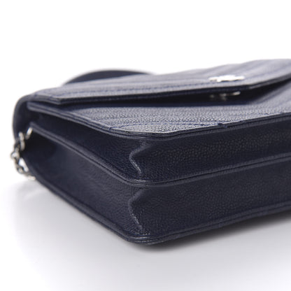 Chanel Caviar Chevron Quilted Square Wallet On Chain WOC Blue 6 of 11