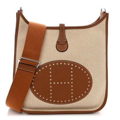 Hermes Toile Taurillon Clemence Evelyne PM Gold Ecru 1 of 10