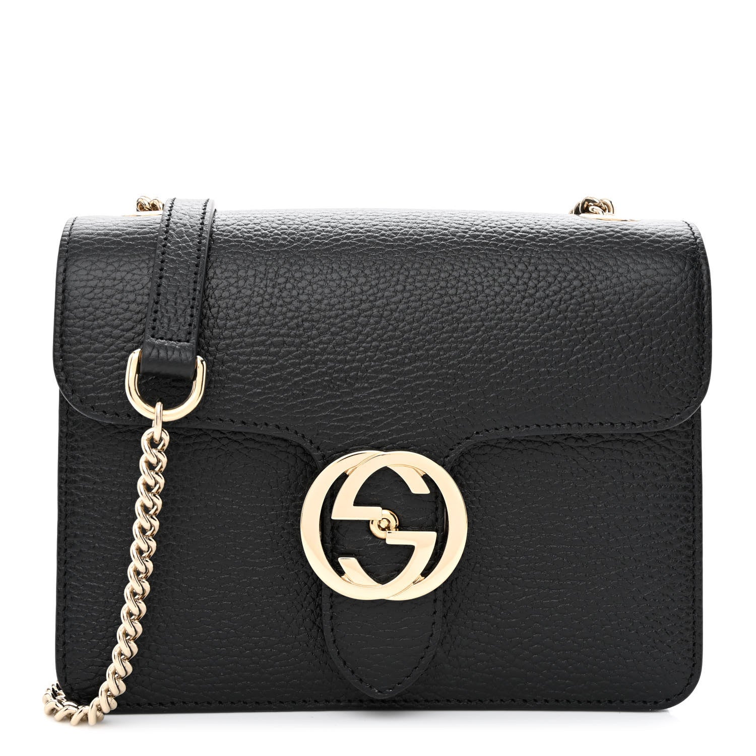 Gucci Dollar Calfskin Small Interlocking G Shoulder Bag Black 1 of 10