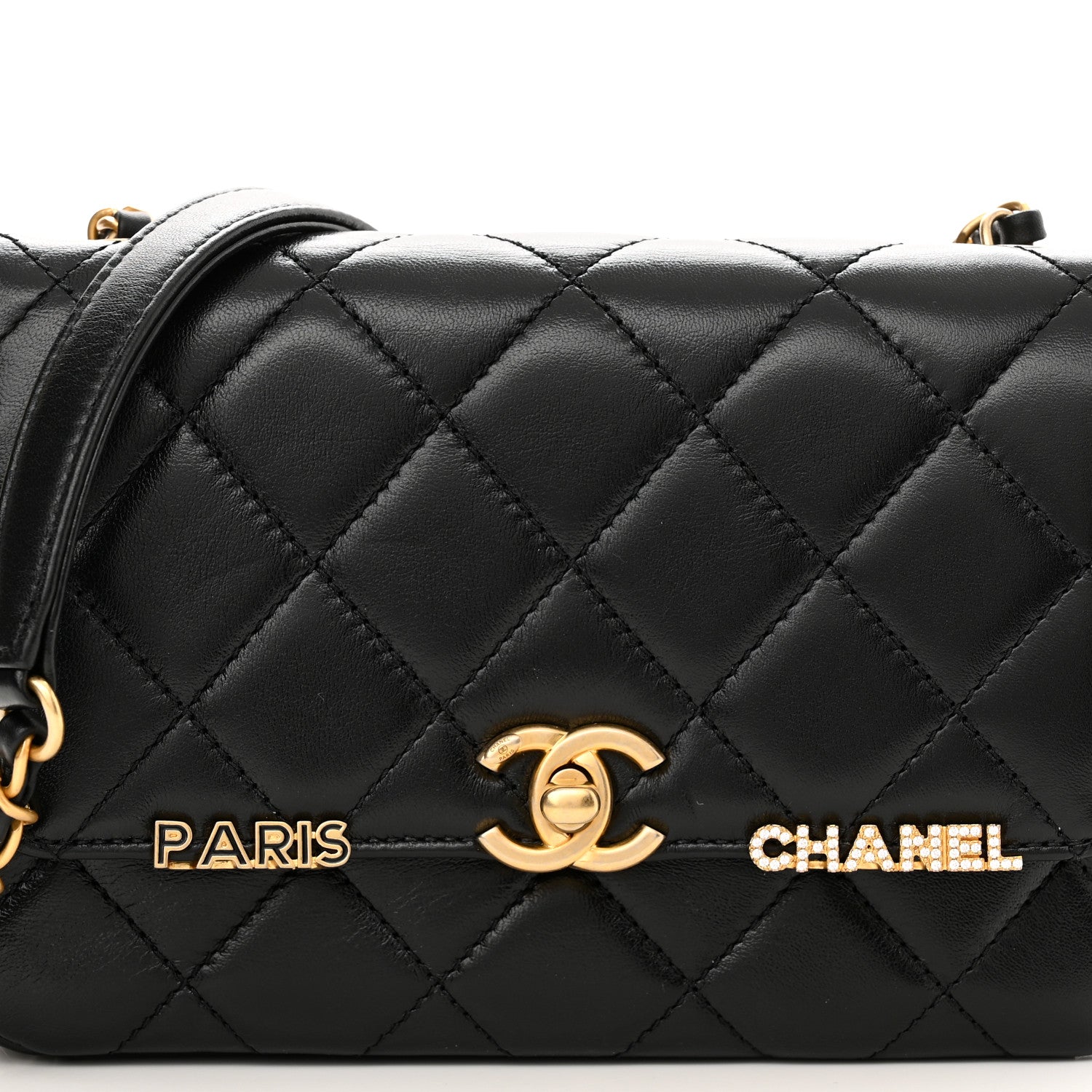 Chanel Lambskin Enamel Strass Quilted Mini Paris Monaco Flap Black 8 of 12