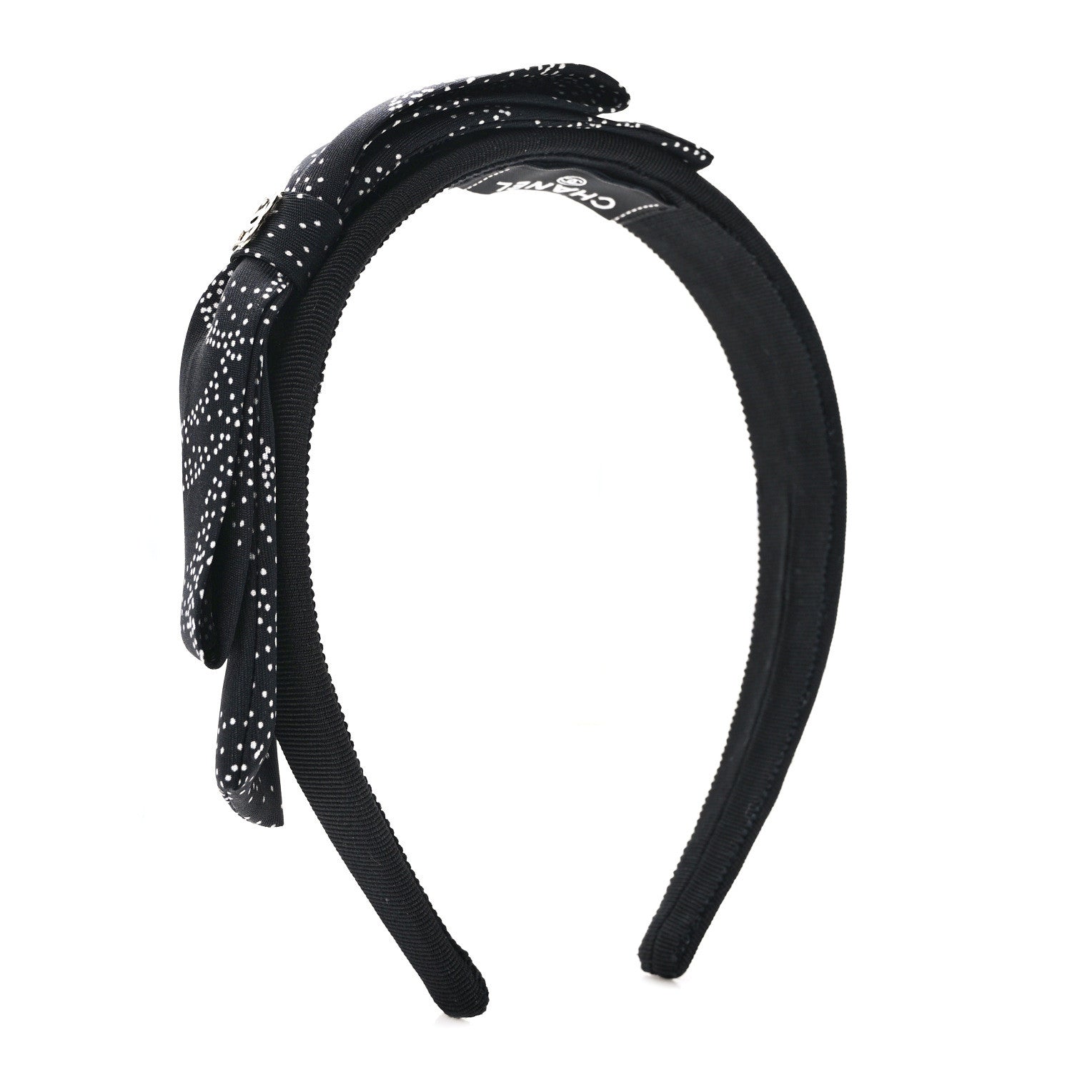 Chanel Silk Bow CC Headband Black White 3 of 7