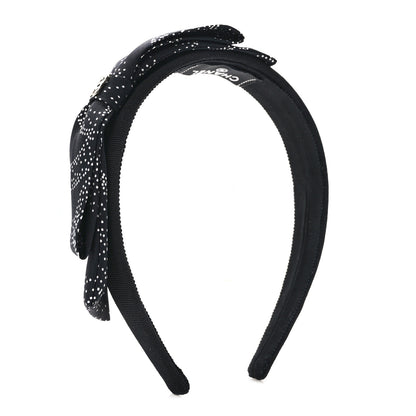 Chanel Silk Bow CC Headband Black White 3 of 7
