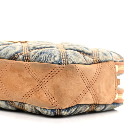 Saint Laurent Suede Denim Quilted Mini Becky Double Zip Bag Blue Cinnamon 12 of 15