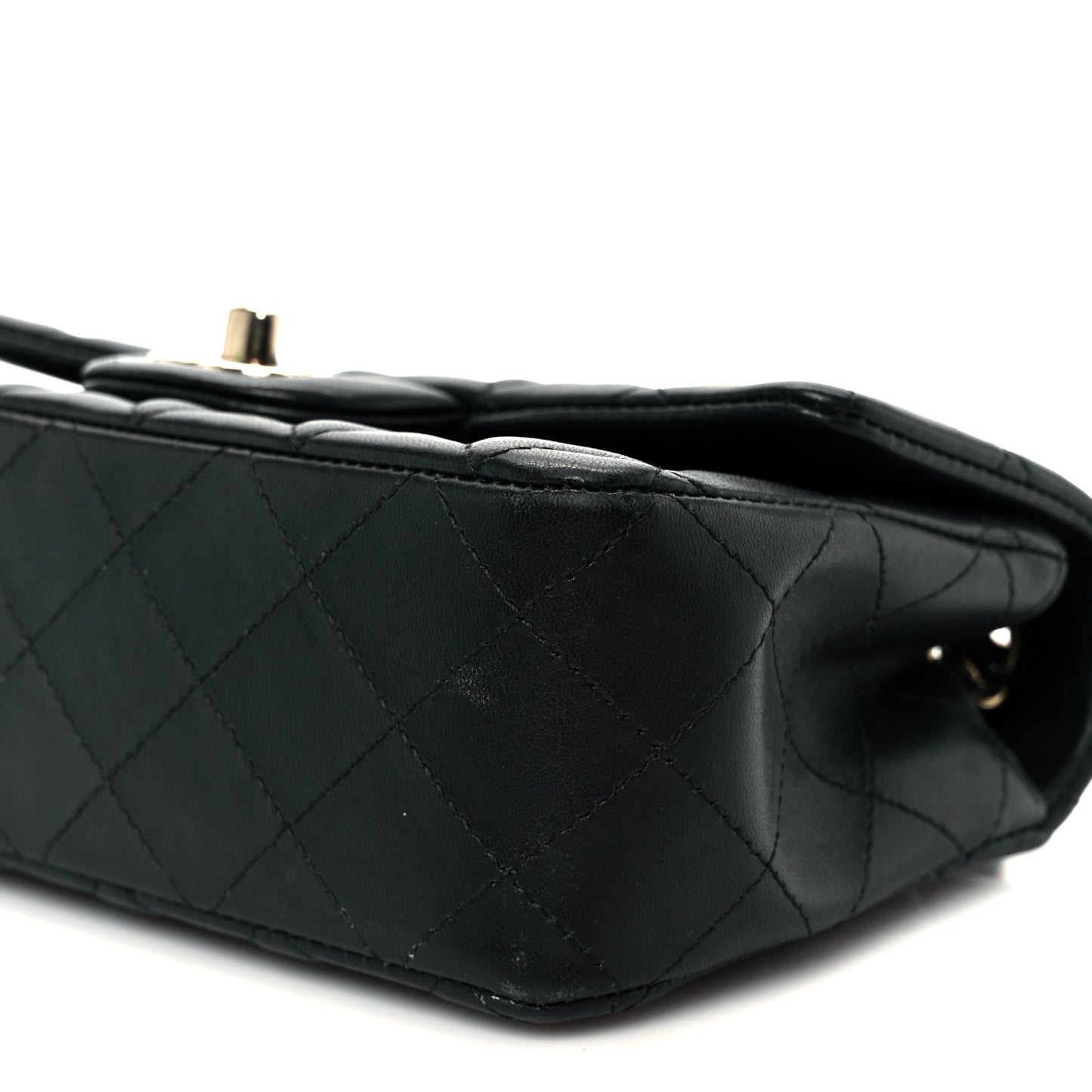 Lambskin Quilted Mini Rectangular Flap Black