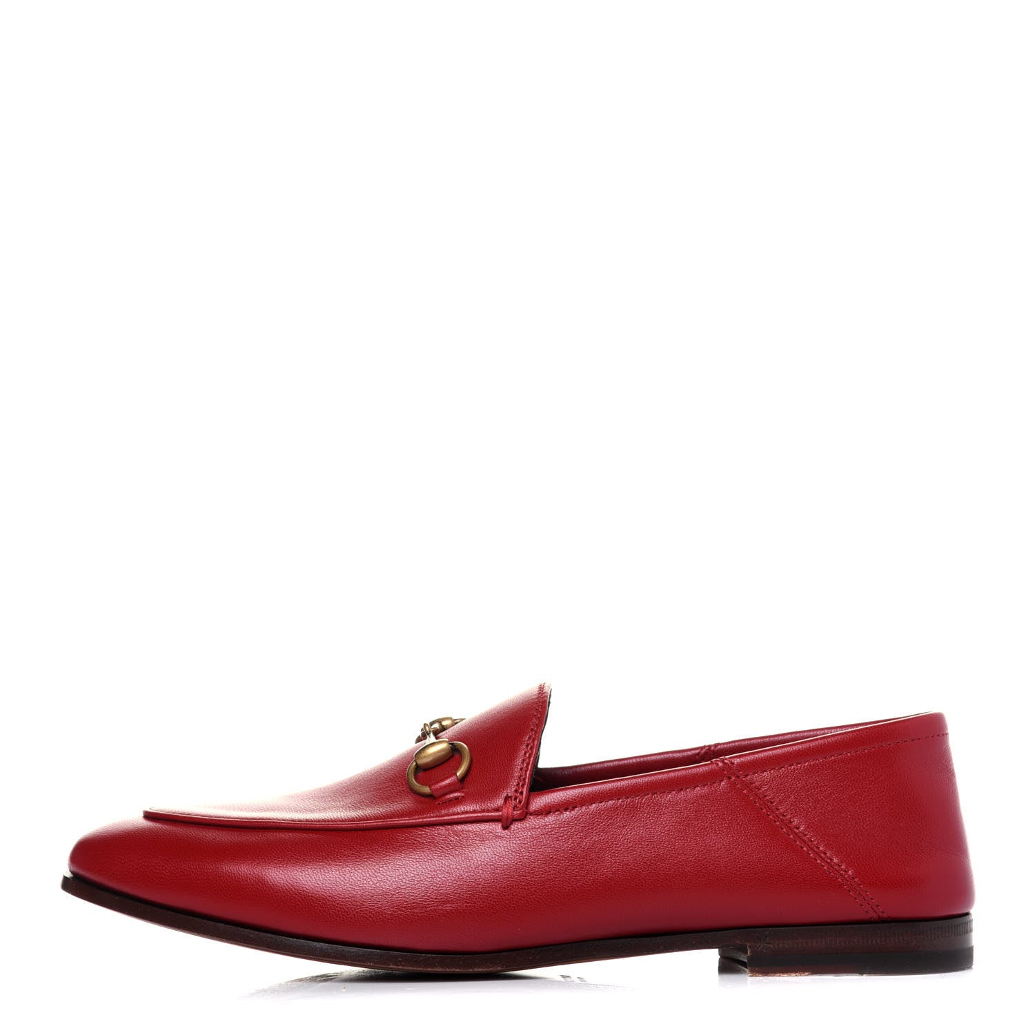 Gucci Lambskin Womens Brixton Horsebit Loafers 37.5 Hibiscus Red 1 of 12