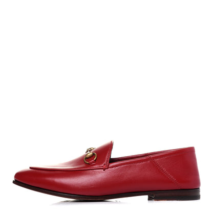 Gucci Lambskin Womens Brixton Horsebit Loafers 37.5 Hibiscus Red 1 of 12