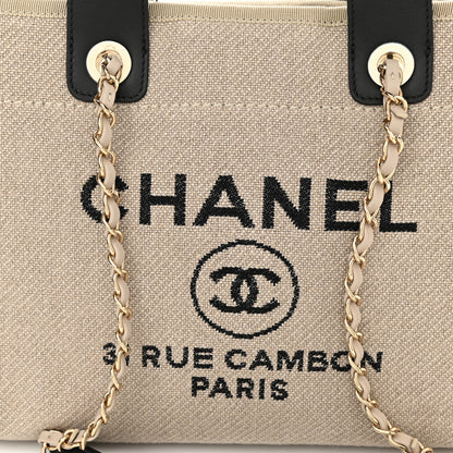Chanel Mixed Fibers Small Deauville Tote Beige Black 9 of 12