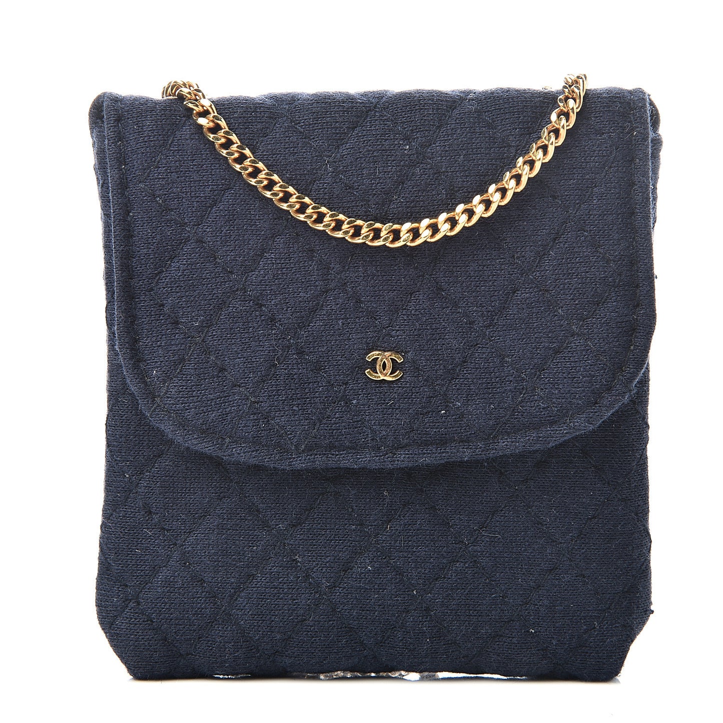 Knit Quilted Pouch Necklace Blue