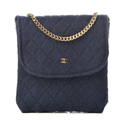 Chanel Knit Quilted Pouch Necklace Blue 1 of 6