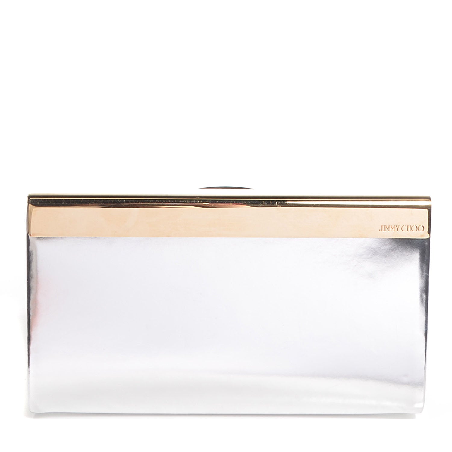 Jimmy Choo Mirrored Calfskin Cayla Clutch Silver 1 of 8
