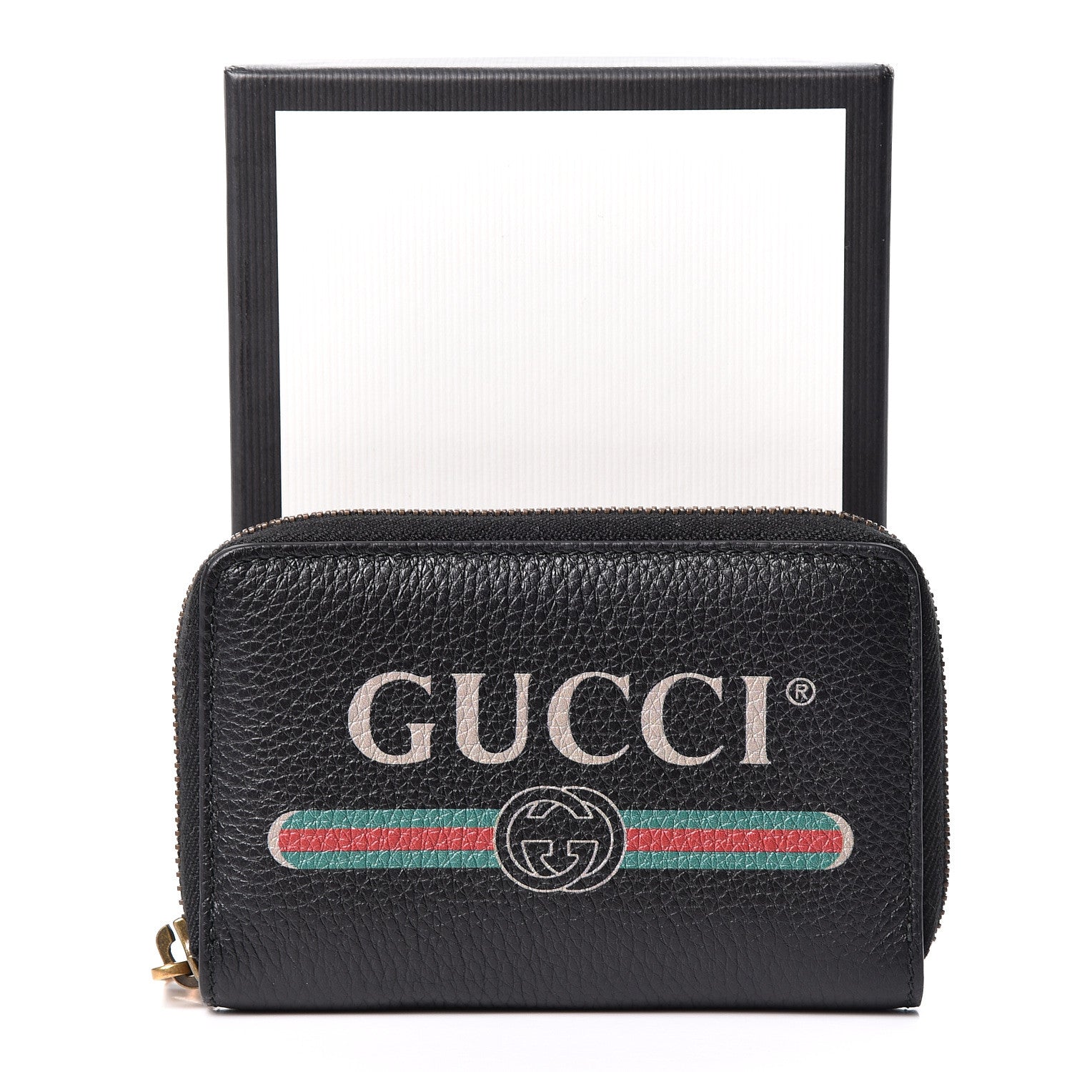 Gucci Calfskin Logo Zip Around Card Case Black 8 of 8
