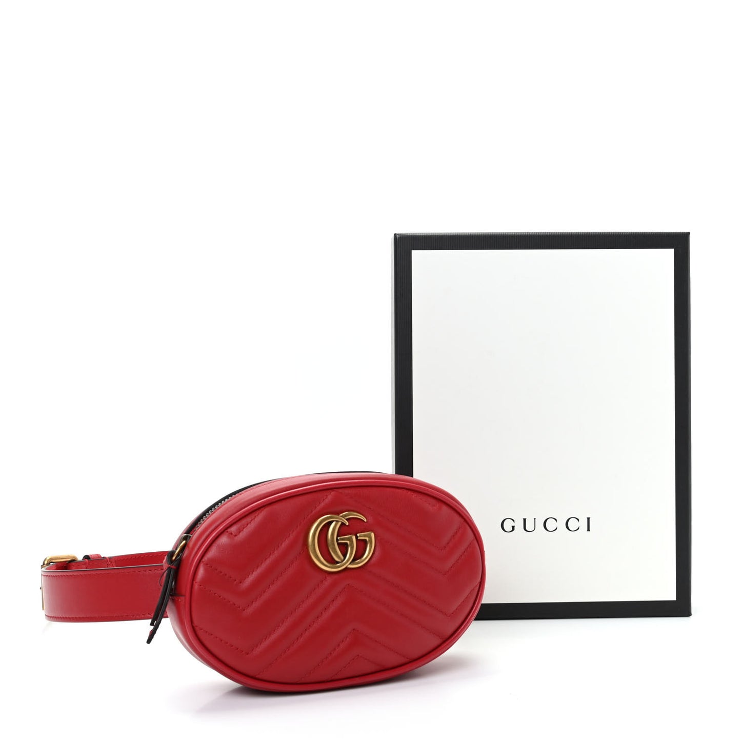 Calfskin Matelasse GG Marmont Belt Bag 85 34 Hibiscus Red