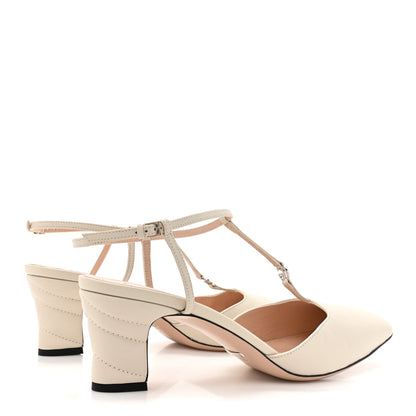 Gucci Nappa Charlotte Petite GG 55mm Slingback Pumps 41 New Mystic White 5 of 12