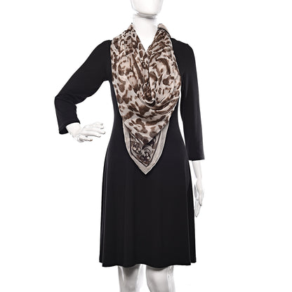 Alexander McQueen Silk Chiffon Animalier Skull Scarf Off White Dark Brown 1 of 4