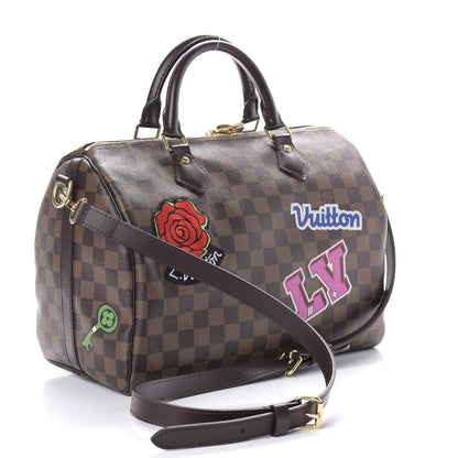 Louis Vuitton Damier Ebene Patches Speedy Bandouliere 30 3 of 12