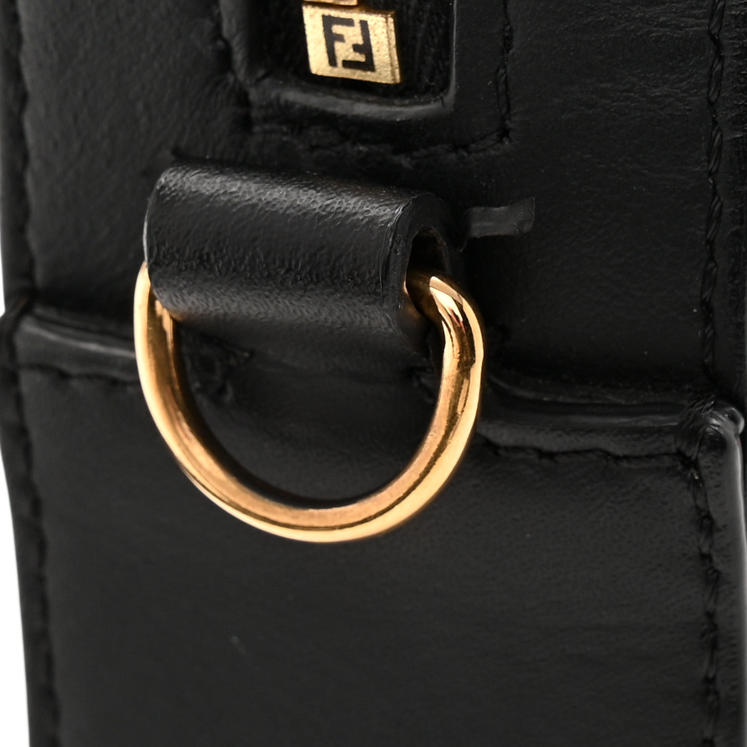 Fendi Vitello Century Metal Monster Eyes Medium Camera Case Black