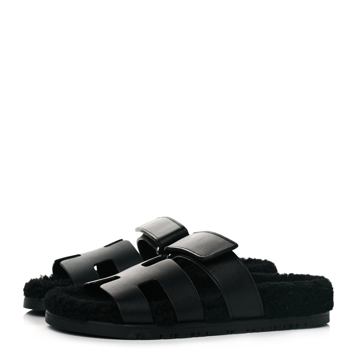 Calfskin Woolskin Womens Chypre Sandals 37.5 Black
