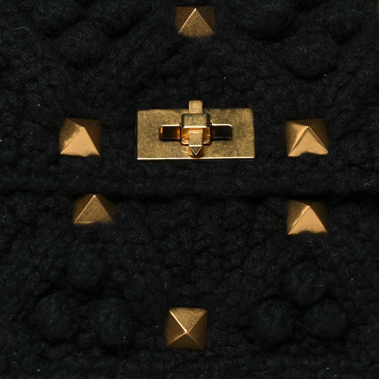 Cashmere Large Roman Stud Shoulder Bag Black